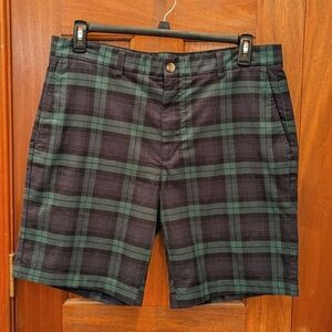 Vineyard Vines Men's Breakers Plaid Shorts 36" Preppy Black Watch Green Black